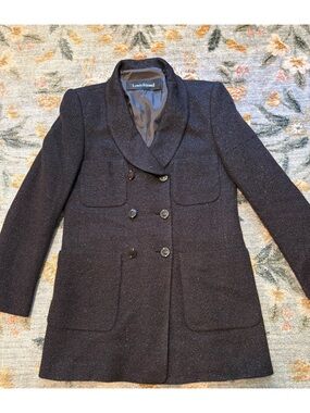 Vintage Louis Feraud Boxy Double Breasted Wool Blazer Metallic Size 6